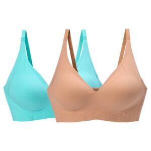 Rhonda Shear 2 Pack Gel Bra without Back Closure Size 3X Beige Celeste 679.11